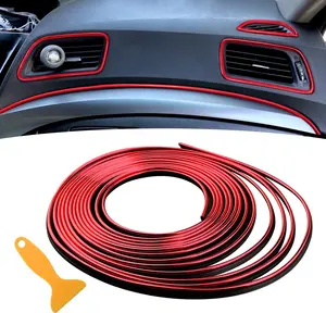 Car Interior Trim Strip – Red Interior Decorative Molding Line, Aesthetic Auto Accessories for Women & Men, Universal Car Mods Trim for Dashboard & Air Vent