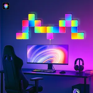 RGB Smart Square Light, Color Changing Ambiance Night Lamp, Quadrilateral Shape, Mergbw APP Sync Music, Game Room, Home Use Mini Panel Light, LED Multicolor