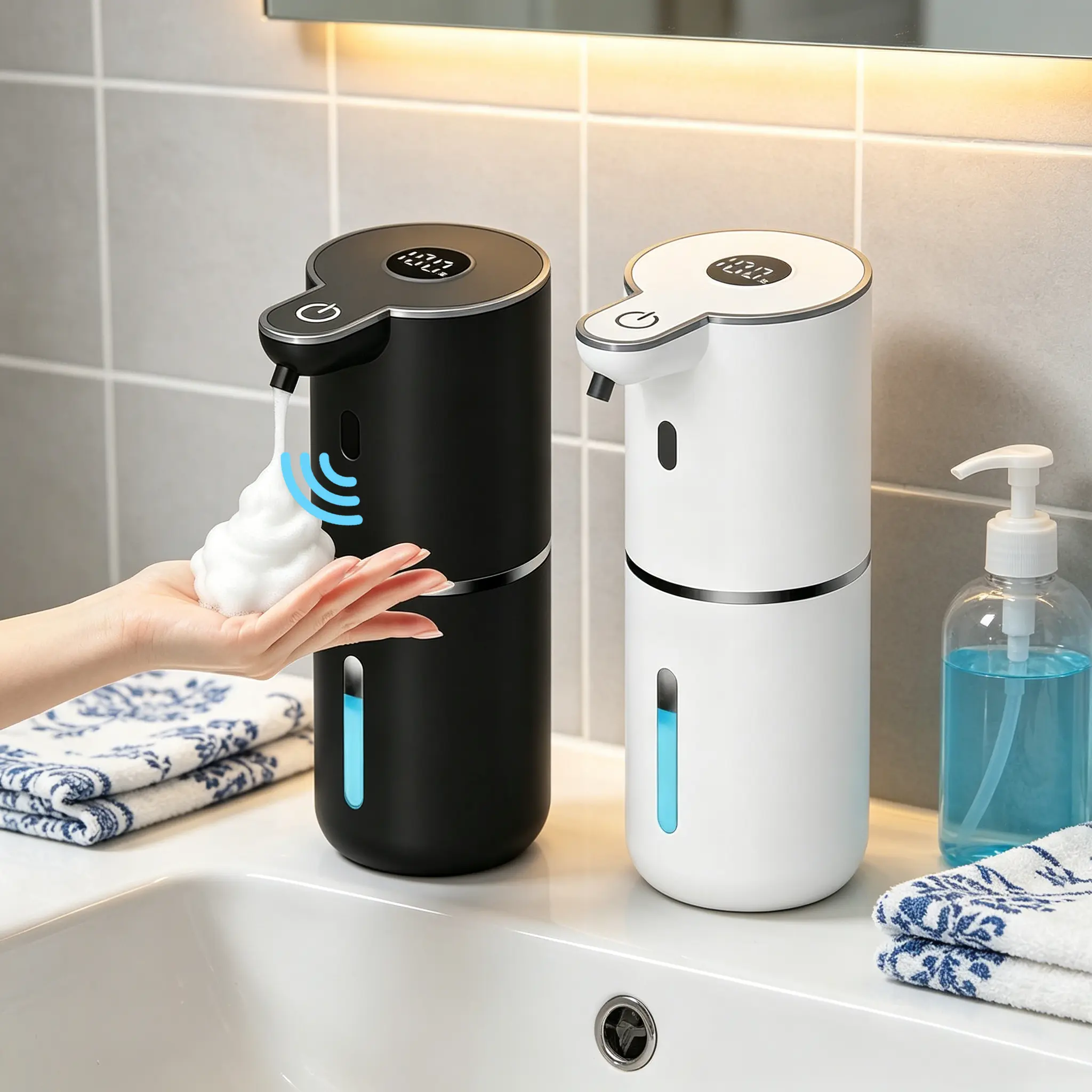 Automatic Soap Dispenser Touchless Foaming Soap Dispenser, USB Rechargeable 12oz Soap Dispenser, 4 Adjustable Levels Waterproof Soap Dispenser, Kitchen Gadgets Home Essentials Hand Wall Bathroom Restroom Soap Dispenser