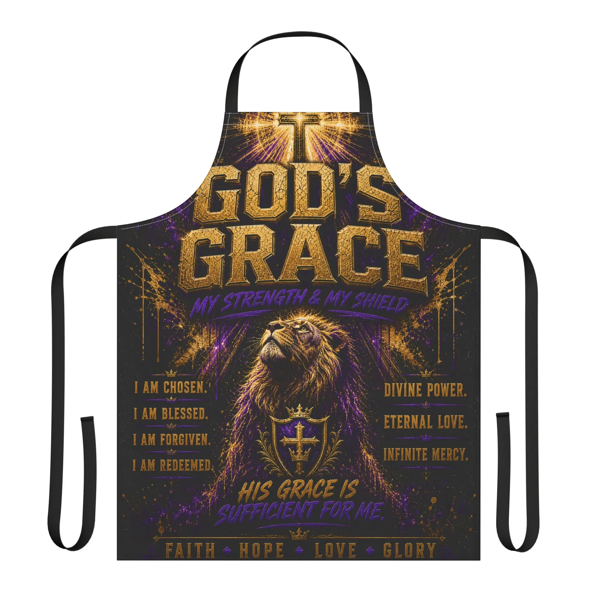 God's Grace Lion Apron | Faith Scripture Cross Christian Kitchen