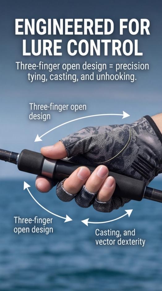 Professional three-finger outdoor fishing gloves, unisex, puncture-proof & cut-proof, non-slip, durable, breathable, sun-protective and waterproof. Ideal for angling & lure fishing.