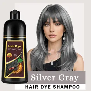 Silver Gray Hair Dye Shampoo 3-in-1, Natural Herbal Hair Color, Instant Gray Coverage, Long-Lasting, Shampoo Para Canas / Tinte Para Cabello, 16.9 Fl Oz