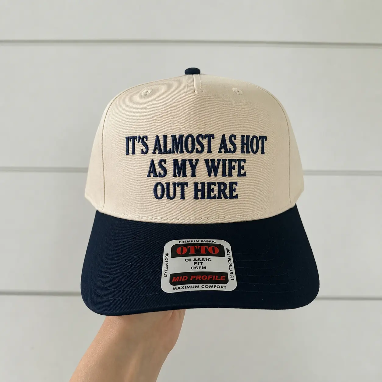 It’s Almost As Hot As My Wife Out Here Embroidered Trucker Hat, Funny Country Husband Baseball Cap, Summer Snapback Hat