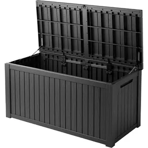 TARKARI 200 Gallon Outdoor Storage Box Waterproof, Resin Deck Boxes with Lockable Lid & UV-Resistant for Patio, Pool, Garden Furniture Cushions & Accessories, Black