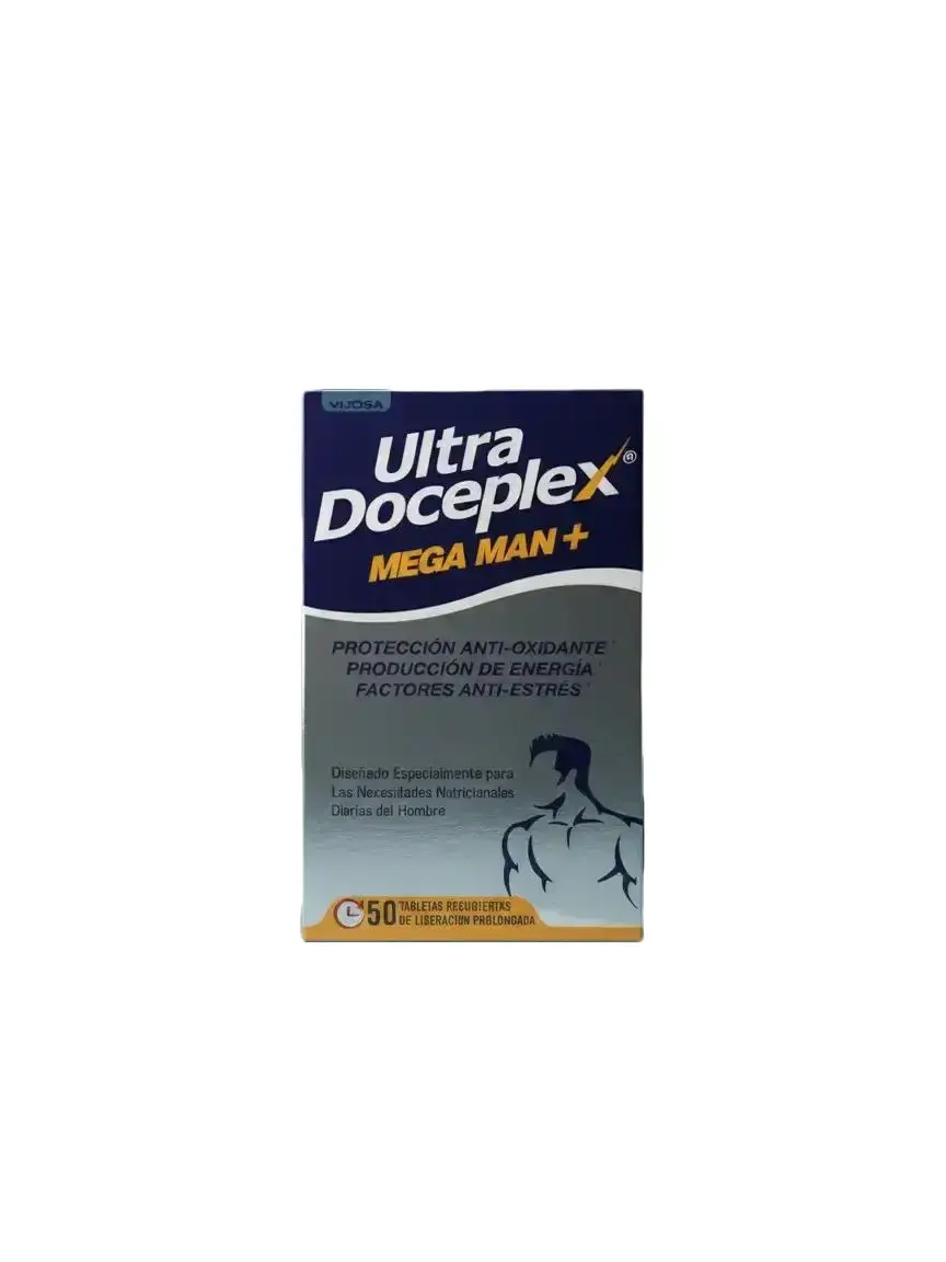 Mega Man Ultra Doceplex Edible Vitamin Dietary Supplement Tablets - 50 Count Nutrition & Fitness Supplement for Brain Health Support (Vitamin Capsules for Human Wellness)
