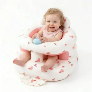 Inflatable Baby Sit-Me-Up Floor Chair with Built-in Air Pump, Full Enclosure Protection, PVC Material for 3 Months & Up Toddlers