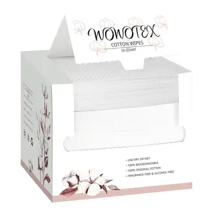 100% Cotton Disposable Face Towel 50 Count 10x12 Inch | Biodegradable Thick Soft One Time Use Dry Wipes for Sensitive Skin, Baby Care, Facial Cleaning, Makeup Removal