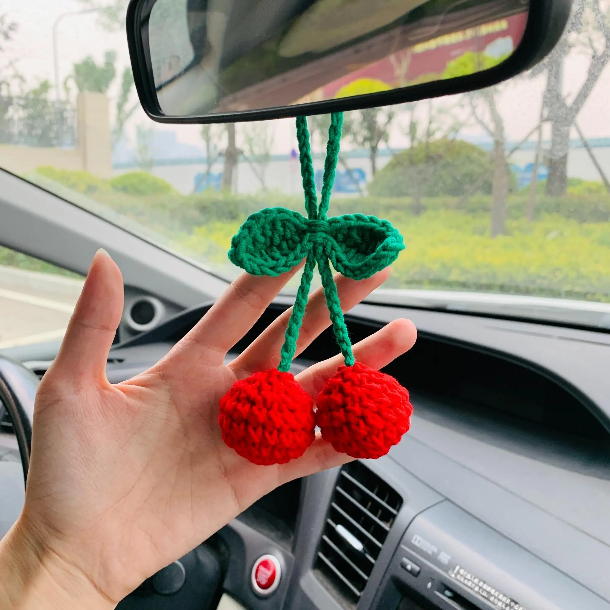 Cherry Design Mirror Hanging Ornament, Car Interior Decoration, Car Trinkets, Car Interior Mirror Hangings, Car Interior Accessory, Car Interior Ornaments, Car Accessories, Car Interior Decorative