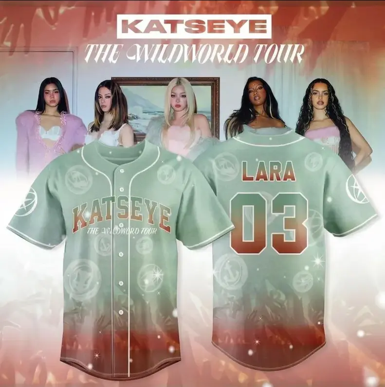 KATSEYE The Wildworld Tour Baseball Jersey | Custom Kpop Fan Shirt, Oversized Tee, CHOOSE MEMBER