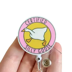 Glitter My Badge Certified Silly Goose badge reel for nurse and hospital workers. Badge clip Badge pull - Retractable swivel clip with a 360 rotation. Great gift for coworkers.
