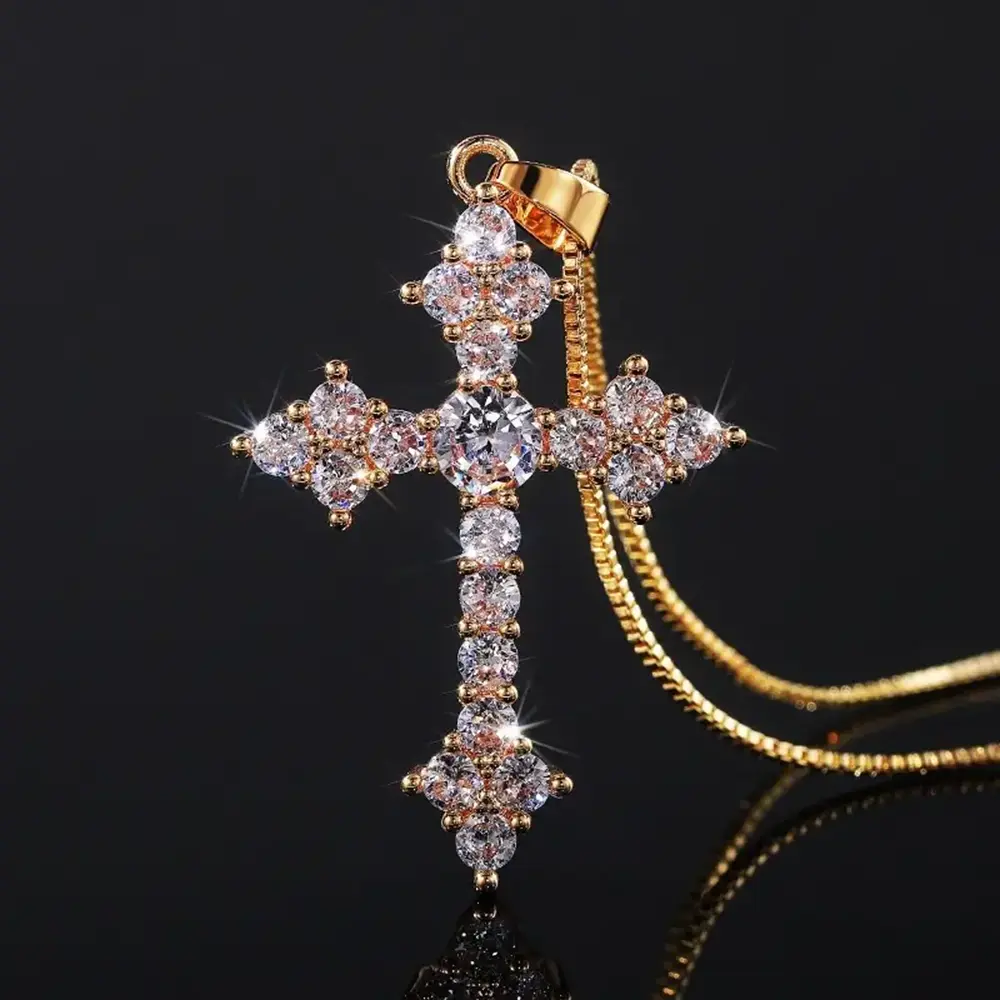 Holy Cross Pendant Necklace for Men Women - Catholic Christian Chunky Stainless Steel Hypoallergenic Chain Thanksgiving Christmas Family Jewelry Gift