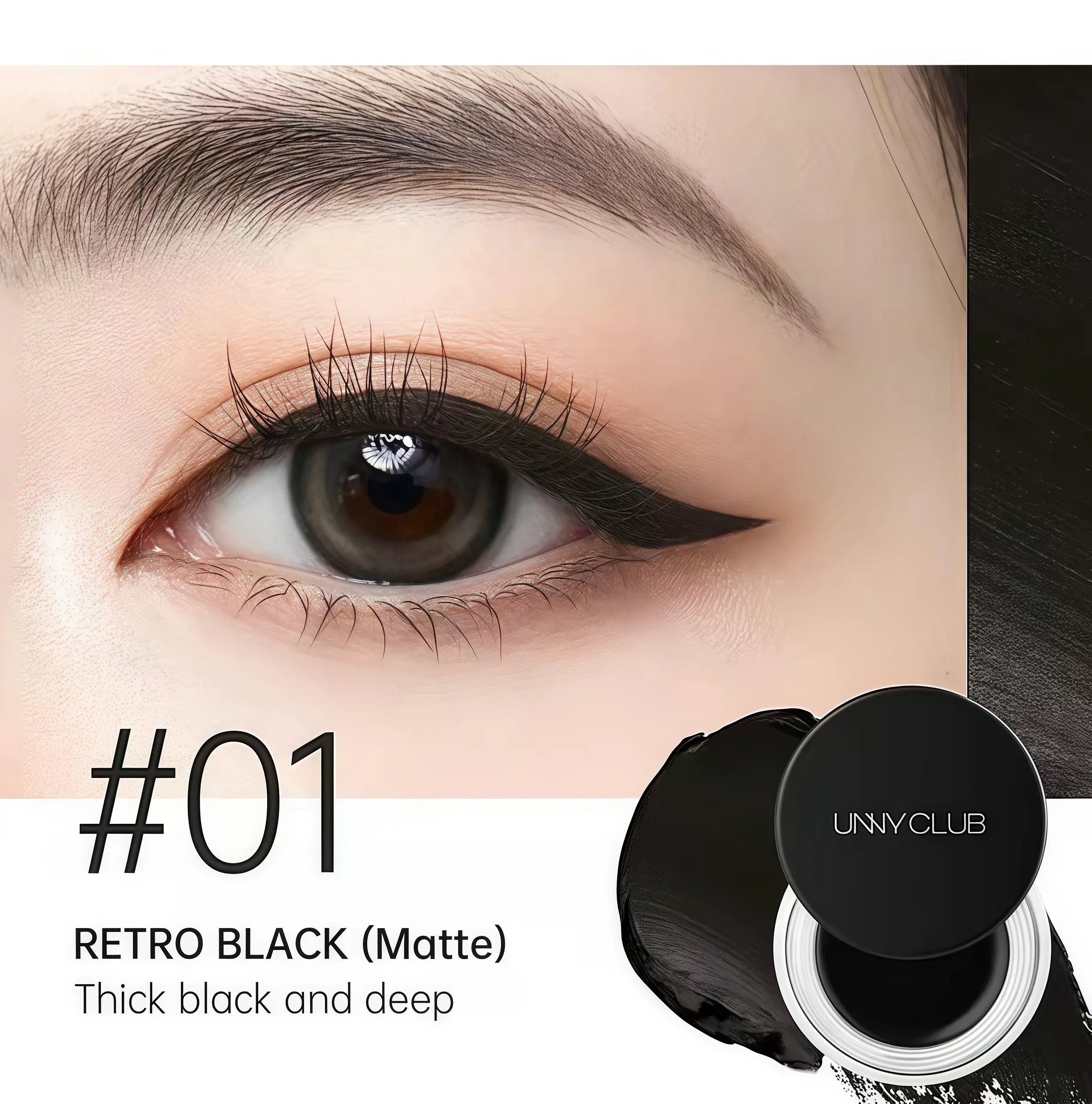 UNNY CLUB #1 Retro Black Eyeliner &Eyebrow Gel, Long-Wear Waterproof &Smudge Proof Formula, Smooth ApplicationEye Makeup for Beginners, Eye LinerWaterproof smudge Proof, for Daily Makeup,Eye MakeupProduct