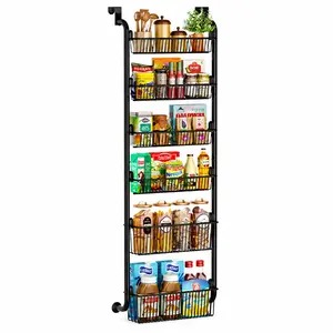 Maximize Your Space with this Over The Door Organizer! Adjustable 4/5/6-Tier Black Metal Hanging Storage Rack for Clutter-Free Living. Perfect Heavy Duty Door Mounted Shelf for Pantry Spices, Kitchen, Bathroom Toiletries & Closet.