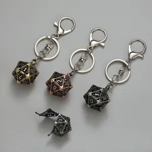 Mini Dnd Metal Dice D&d Dice Set Metal 7 Piece Portable D20 Necklace Keychain Dragon Eye Bag Suitable for Dungeons & Dragons Role-Playing Games