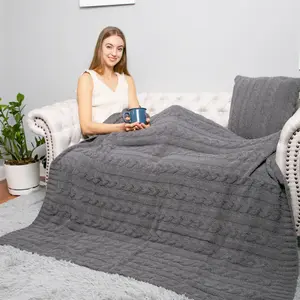 ComfyLuxe Solid Color Braided Cable Knit Luxury Soft Throw Blanket