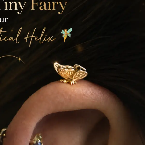 Titanium Butterfly Push Pin Flat Back Stud, Gold & Silver Butterfly Cartilage Earring, Threadless Labret Stud for Helix, Flat, Tragus, Conch, Ear Piercing Jewelry