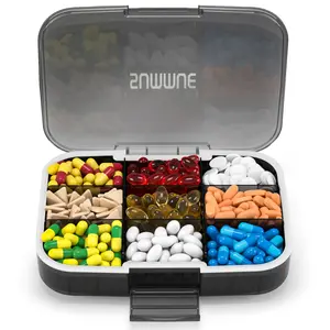 Large Pill Storage Box, 9 Compartment Portable Travel Medicine Case, Xl Pill Container Stand, Stores Vitamins, Fish Oil, Supplements, Drugs, Vitamin Organizer