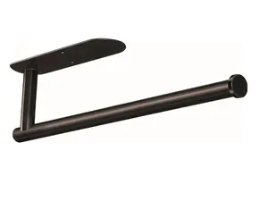 Under Cabinet Paper Towel Holder – Black Stainless Steel SUS304 Roll Rack for Kitchen, Self-Adhesive or Wall Mount Design for Easy Space-Saving Storage