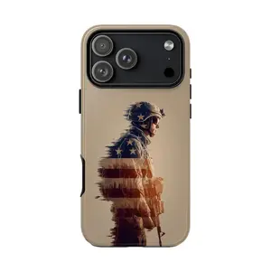 Soldier American Flag Silhouette - Phone Ink Case: for iPhone17 ProMax /16/15/14/13/12/11 Plus for Samsung phones, suitable for both men and women,  Perfect Gift for Women Men.A gift for the fans tiktokshopspringglowup