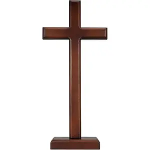 12.8" Wooden Cross  Standing or Hanging Christian Cross, Solid  Wall Cross for  or Prayer Room