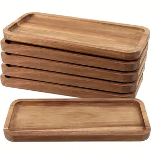 6-Piece Eucalyptus Wood Serving Tray Set | Wooden Serving Trays, Suitable for Home Decoration, Food, Cheese, Fruits, Vegetables, Deli Meats, Appetizers