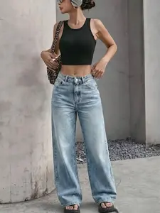 High Waisted Wide Leg Jeans for Women, 90s Vintage Baggy Denim Pants, Y2K Streetwear, Slimming Casual Loose Fit, 2026 Trendy Washed Blue Jeans