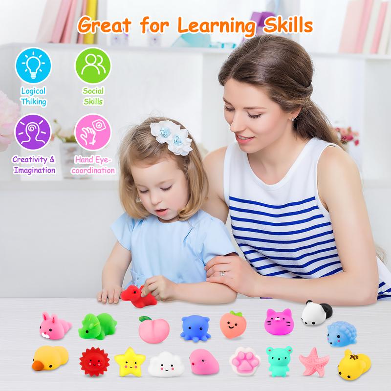 80pcs & 65pcs Mini Animal Mochi Squishy Toys Kawaii Stress Relief Toy Set for Kids Cute Soft and Colorful Squeeze Toys Perfect for Birthday Party Favors Classroom Rewards Goodie Bag Fillers Holiday Gifts Random Assortment Fun for Boys and Girls