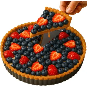 11 Inch Quiche Pans with Pie Cake Server Removable Bottom Non-Stick Coating Rugged Carbon Steel for Tart Quiche Pie Baking Gift for Women Wife Christmas Thanksgiving Party Festival Family