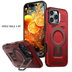 Luxury Armor Case for iPhone 17/16/15/14/13/ProMax/Pro/Plus Magnetic Metal Stand Holder Kickstand Protective Hard Cover Shockproof