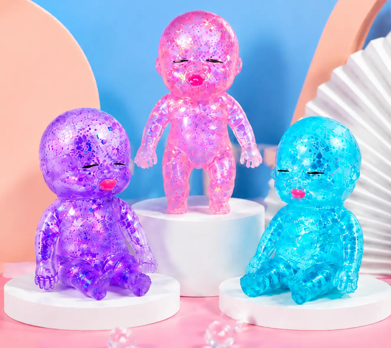 Squishy Glitter Baby Doll – Sparkling Stress Relief Sensory Toy