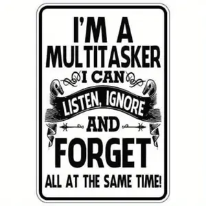 2D Flat, 1pc Funny "I'm a Multitasker" Metal Wall Decor Sign - Heavy-Duty Tinplate Office, Home, Bar Decoration - Easy Hang with Rounded Corners - Birthday, Father's/Mother's Day, Halloween Gift