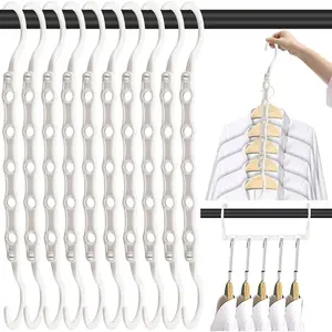 Space Saving Hangers, 10PCS Magic Hangers, 5 Holes Sturdy Plastic Hanger Clothes Organizer, Closet Organizers and Storage, Space Saver Hangers Organization, College Dorm Room Essentials