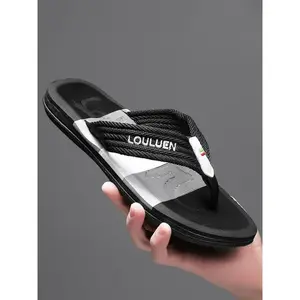 Men's Striped Print Flip Flops, 2024 New Style Simple Casual Non-slip Flip Flops for Outdoor Summer Vacation Beach, Fashionable Flip Flops for Daily WearGift