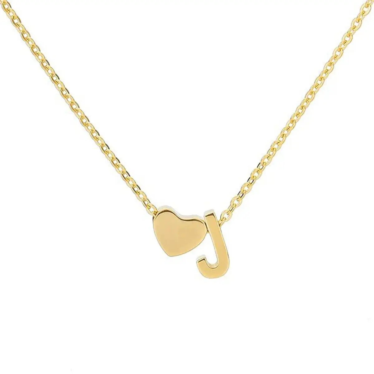 Dainty Initial Necklace for Women, 18-Carat Gold-Plated Heart Letter Pendant, Simple Personalized Jewelry for Everyday Wear