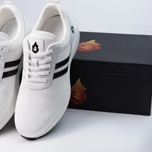 JB Runners White/Black Mesh Unisex Sneakers with Black Stripes and Logo Design for Men Sports Shoes Trainer Athletic Boy Running Training Footwear Walking Shoes