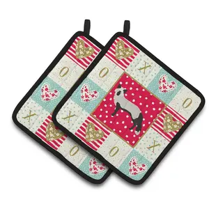 212 MAIN Colorful Fabric Insulated Hanging Silver Fox Love Pot Holders, 7.5x7.5 in, Thick, Kitchenware for Kitchen Use