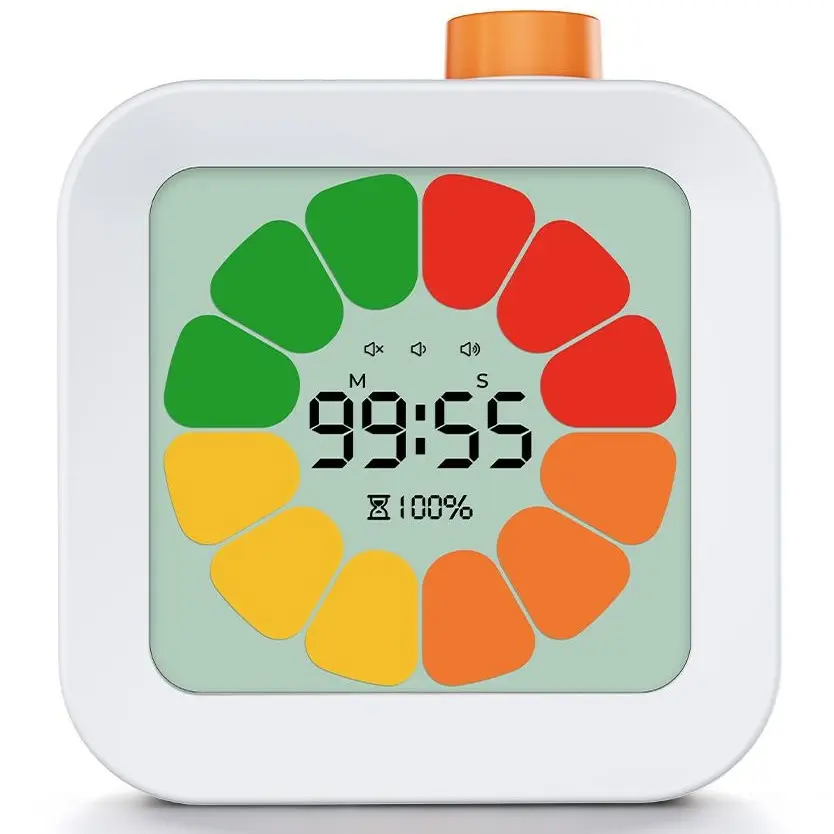 Visual Kitchen Timer for Kids & ADHD - No Loud Ticking, 3 Volume Modes, Color-Coded Countdown, Easy Rotating Operation, Ideal for Cooking, Homework & Daily Routines