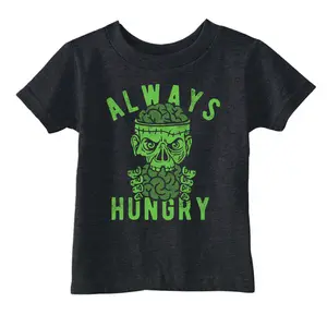 Toddler Funny T Shirts Always Hungry Sarcastic Halloween Zombie Graphic Novelty Tee For Young Kids Funny Toddler Shirts Halloween Apparel for Toddler Funny Zombie Apparel Childrens Graphic Tees Black -