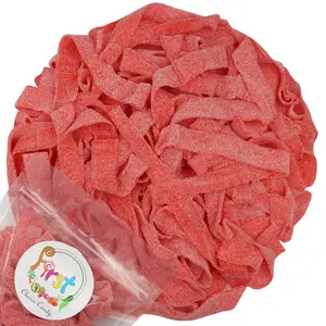 SOUR  STRAWBERRY GUMMY CANDY BELTS 2LB BAG