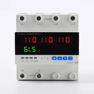 4P Automatic Transfer  with LCD Display, 63A Triple Power ATS with 4 Digital Displays for Input & Output Real-Time Volrage , Automatic Changeover for Utility/Generator/Solar