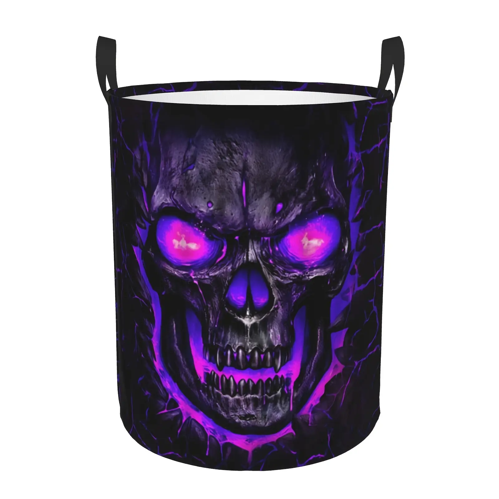 Skull Laundry Basket Laundry Hamper With Handle Foldable Portable Clothes Storage Basket 19.6*15.7 In Storage Bag For Laundry Room/Bathroom, Laundry Hamper, Halloween Decoration Basket, Halloween Basket, Fall Basket, Halloween Baskets, Spooky Basket
