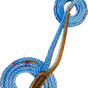 Jr Bull Rope 9x7 13/16” x 7/8” Soft Blue Poly EPT Bull Riding Rope 14' Full Lace Hard Handle Texture American Style Rodeo Bull Rider