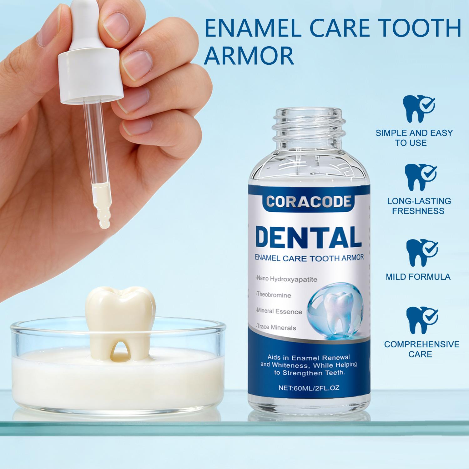 CORACODE Tooth Armor Liquid Drops with Nano Hydroxyapatite & Theobromine, Enamel Strengthening Tooth Drops for Sensitive Teeth, Oral Care Drops for Fresh Breath, Healthy Smile and Daily Teeth Care