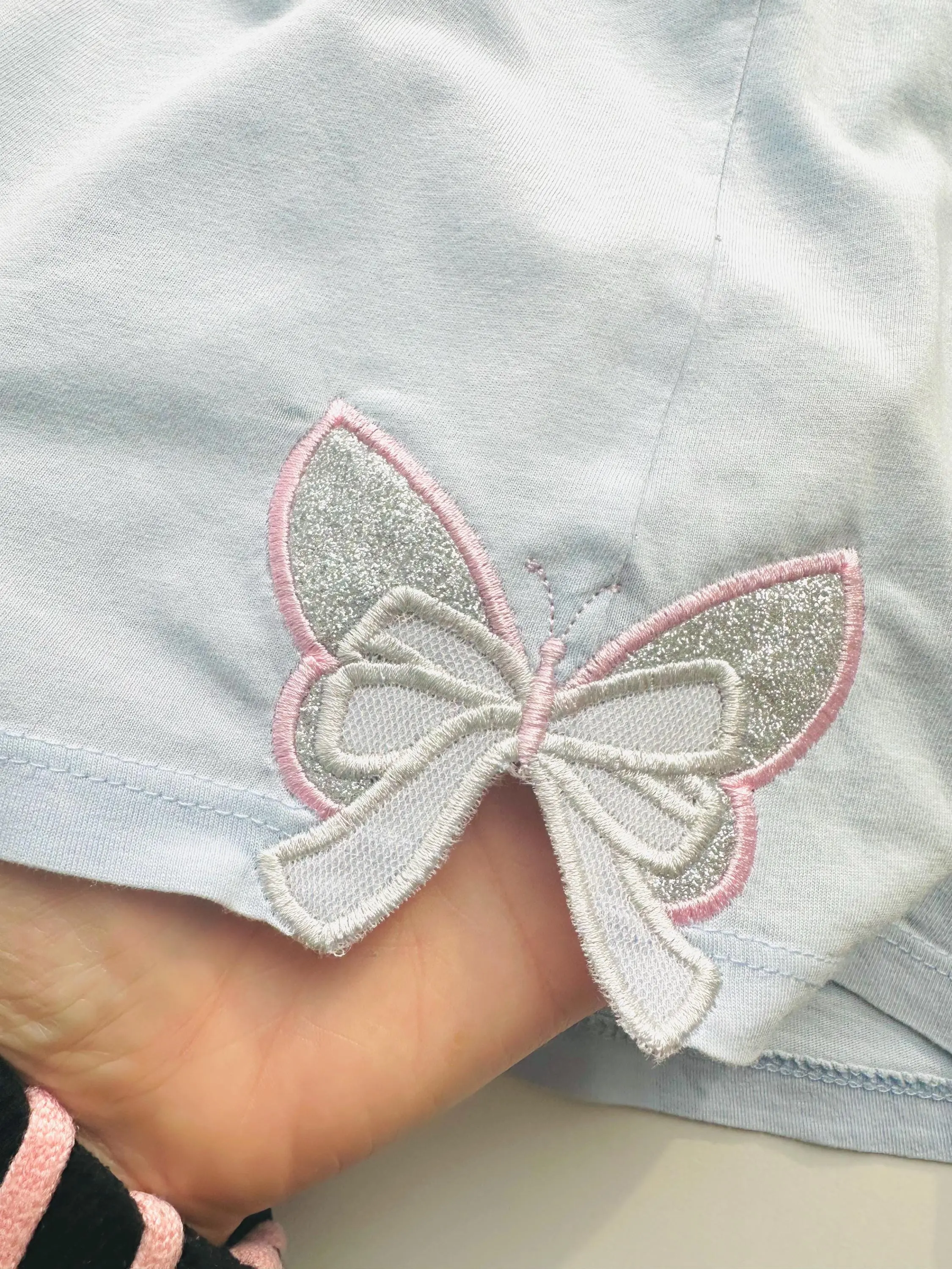 Small Butterfly Wings Side Bow Applique Sweatshirt - Double Layered Design, Heirloom Ribbon, Machine Embroidery for Sweatshirts