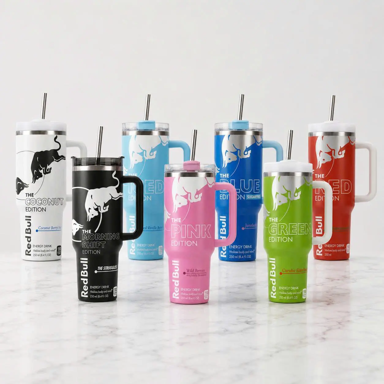 R Bull Edition, The Energy Drink Inspired 40oz 30oz 20oz Tumbler With Handle, Insulated Travel Cup With Straw
