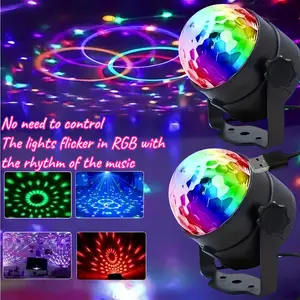 Disco Ball Projection Lamp Set, USB Powered Decorative Light with Stand, Music Sync LED RGB Nightlight for Office Car Party, Disco Dj Lights, Dynamic Led Lights