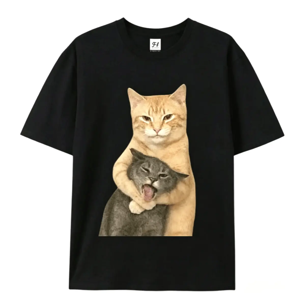 Hugging Cats Shirt 100% Cotton Funny Hugging Cats T-Shirt Cat Meme Tee Unisex Casual Top Multiple Colors Available All-Season Cotton T-Shirt