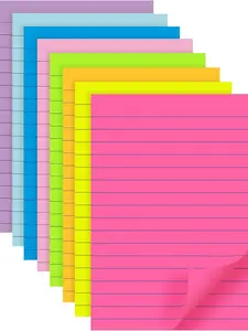 (8 Pack) Lined Sticky Notes, 8 Colors Self Pad Its 4X6 in, Bright Post Stickies Colorful Big Square Sticky Notes for Office, Home, School, Meeting,40 Sheets/pad journal
