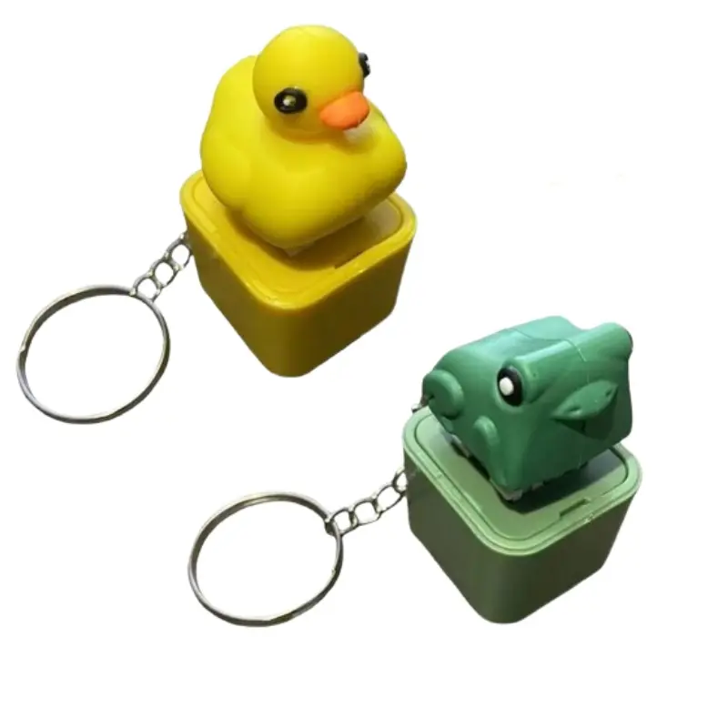 Rechargeable Quacking Frog Keychain Kawaii Stress Relief Click Keyboard Toy, Fun Colorful Light Keychain for Adults, Relieve Anxiety and Boredom