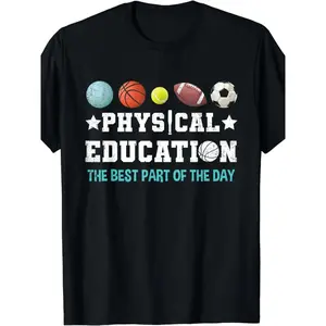 BDHJYDB Physical Education PE Teacher T-Shirt| Graphic T-Shirts, Men and Women, Summer Short-Sleeved, Pure 220G, Vintage Style, Crew Neck, Regular Fit